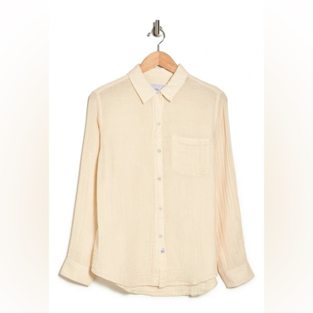 RAILS ELLIS COTTON BUTTON DOWN SHIRT IN WHITE SAND
